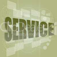 words service on digital screen, business concept
