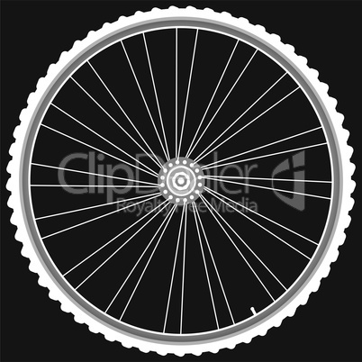 bike wheel with tire and spokes isolated on black background