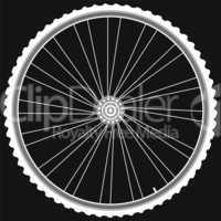 bike wheel with tire and spokes isolated on black background