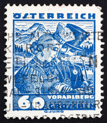 Postage stamp Austria 1929 Bridal Couple from Vorarlberg