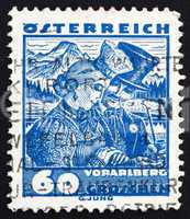 Postage stamp Austria 1929 Bridal Couple from Vorarlberg