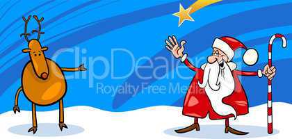 Santa and Reindeer cartoon card