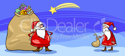 Santa Claus and sack cartoon card
