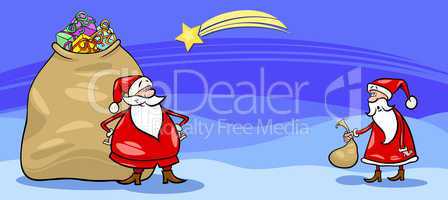 Santa Claus and sack cartoon card