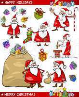 Cartoon Set of Santa Christmas Themes