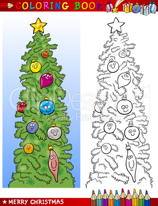 christmas tree for coloring book