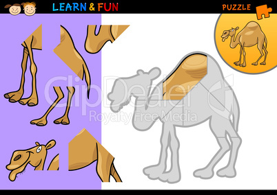 Cartoon dromedary camel puzzle game