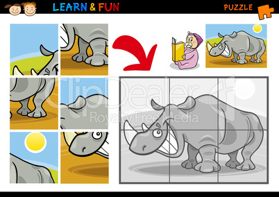 Cartoon rhinoceros puzzle game
