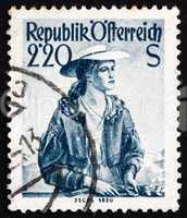 Postage stamp Austria 1952 Woman from Ischl, 1820