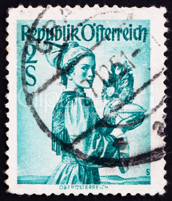 Postage stamp Austria 1948 Woman from Upper Austria