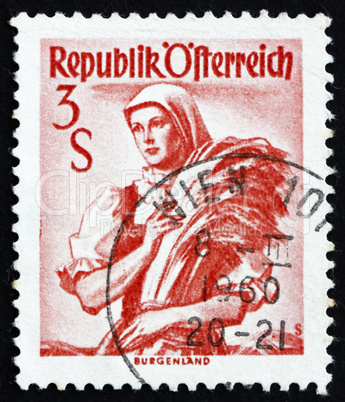 Postage stamp Austria 1949 Woman from Burgenland