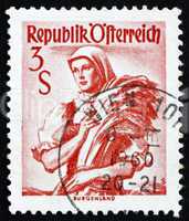 Postage stamp Austria 1949 Woman from Burgenland