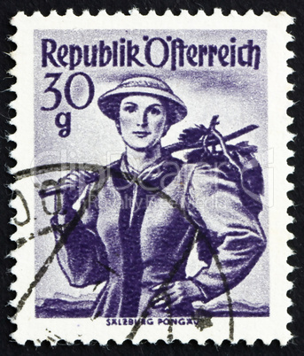 Postage stamp Austria 1950 Woman from Salzburg, Pongau
