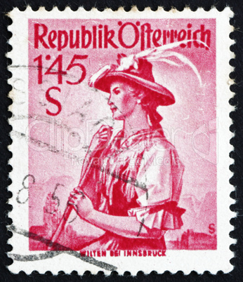 Postage stamp Austria 1951 Woman from Wilten, Innsbruck