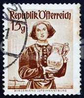 Postage stamp Austria 1948 Woman from Burgenland, Lutzmannsburg