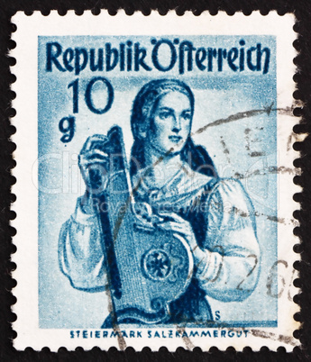 Postage stamp Austria 1948 Woman from Styria, Salzkammergut