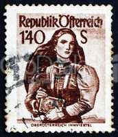 Postage stamp Austria 1948 Woman from Upper Austria, Inn Distric