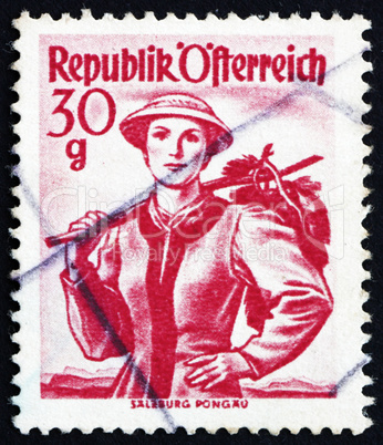 Postage stamp Austria 1948 Woman from Salzburg, Pongau