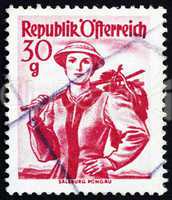 Postage stamp Austria 1948 Woman from Salzburg, Pongau