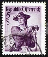 Postage stamp Austria 1948 Woman from Ziller Valley