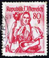 Postage stamp Austria 1949 Woman from Styria, Enns Valley