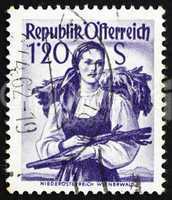 Postage stamp Austria 1949 Woman from Lower Austria, Vienna Wood