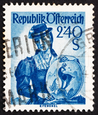 Postage stamp Austria 1951 Woman from Kitzbuhel