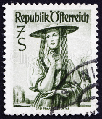 Postage stamp Austria 1952 Woman from Steiermark, Sulm Valley