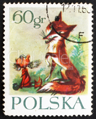 Postage stamp Poland 1962 Fox and Dwarf, Scene