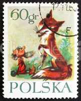 Postage stamp Poland 1962 Fox and Dwarf, Scene