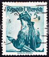 Postage stamp Austria 1949 Woman from Salzburg, Pinzgau