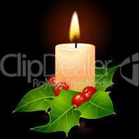 Vector Christmas candle and holly