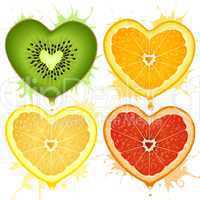 Vector citrus hearts