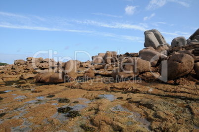 Brittany, pink granit rocks in Ploumanac h