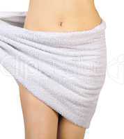 slim woman body with towel