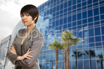 Mixed Race Young Adult in Front of Building