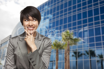 Mixed Race Young Adult in Front of Building