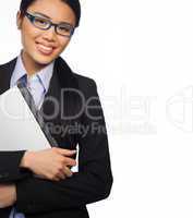 Confident Asian businesswoman with laptop