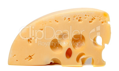 Piece of cheese on white background