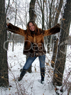 The beautiful girl in the winter in park 3