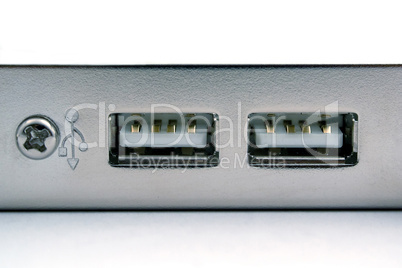 two port of the usb close up. isolated on a white background.