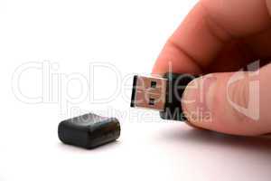 usb storage in hand on a white background. isolated