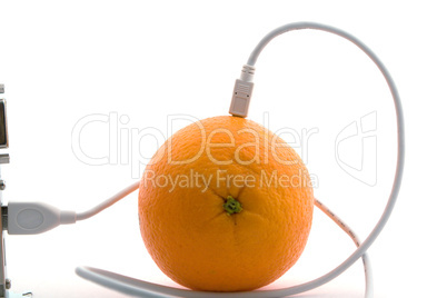 The orange connected through usb cable