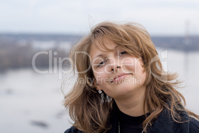 Portrait of the beautiful girl outdoor 3