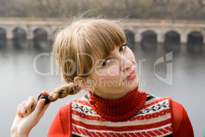 Portrait of the nice girl outdoor