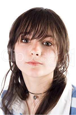 Portrait of the beauty girl. Isolated on white background