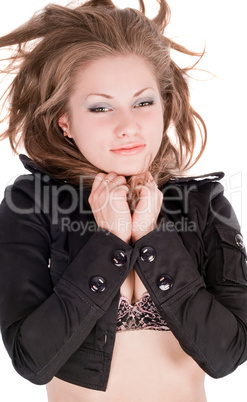 Portrait of the young beautiful woman. Isolated on a white