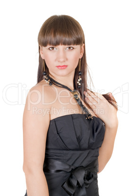 The young beautiful woman in a black dress The young beautiful woman in a black dress