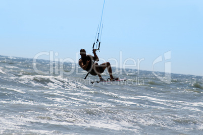 Silhouette of kite surfer
