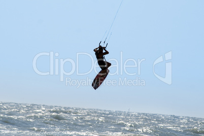 Silhouette of kite surfer